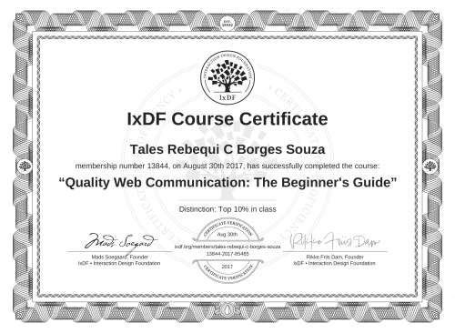 Quality Web Communication: The Beginner's Guide certificate