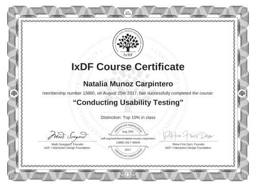 Conducting Usability Testing certificate