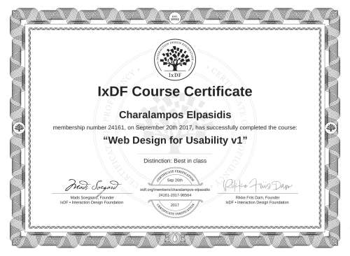 Web Design for Usability v1 certificate
