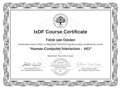 Human-Computer Interaction -  HCI certificate