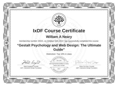 Gestalt Psychology and Web Design: The Ultimate Guide certificate
