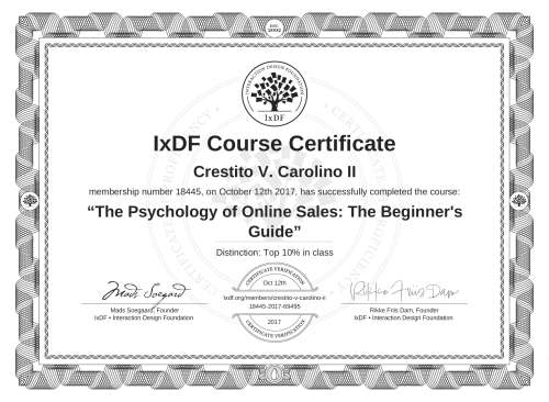 The Psychology of Online Sales: The Beginner's Guide certificate