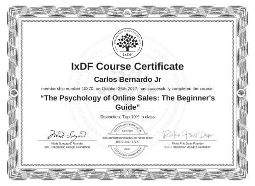 The Psychology of Online Sales: The Beginner's Guide certificate