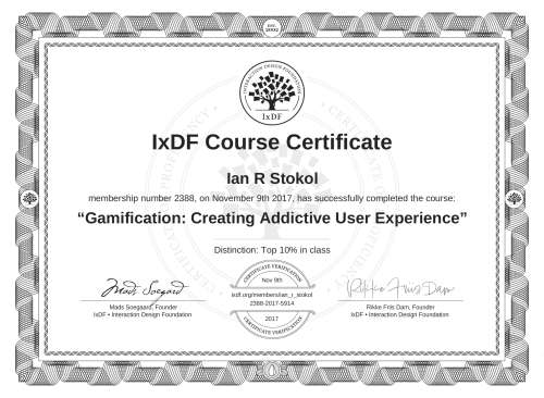 Gamification: Creating Addictive User Experience certificate