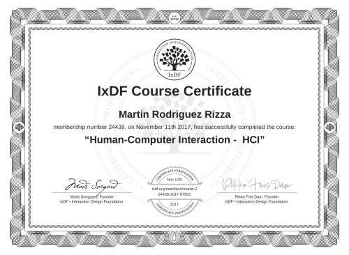 Human-Computer Interaction -  HCI certificate
