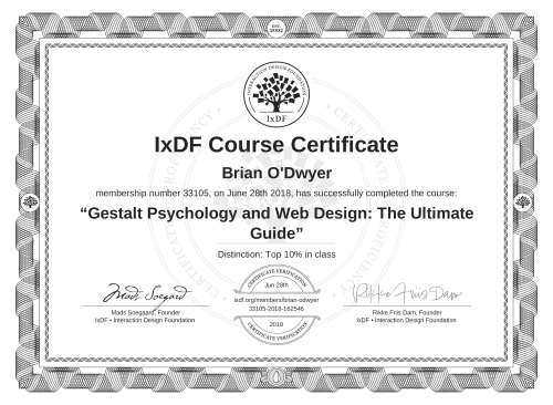 Gestalt Psychology and Web Design: The Ultimate Guide certificate