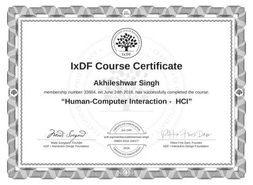 Human-Computer Interaction -  HCI certificate