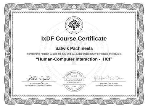 Human-Computer Interaction -  HCI certificate