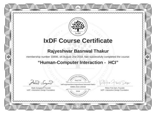 Human-Computer Interaction -  HCI certificate