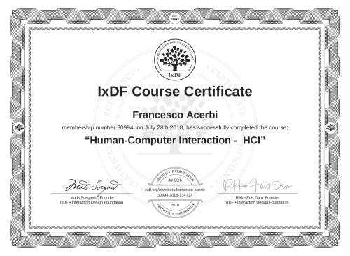 Human-Computer Interaction -  HCI certificate