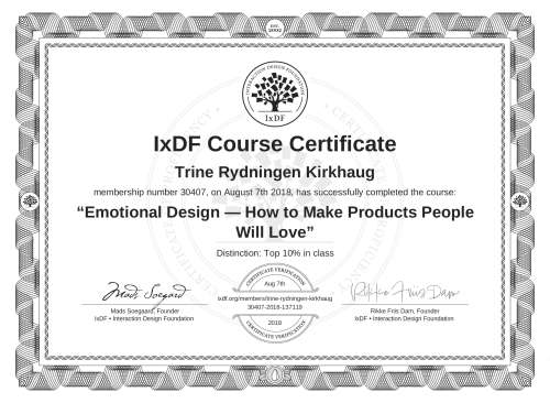 Emotional Design — How to Make Products People Will Love certificate