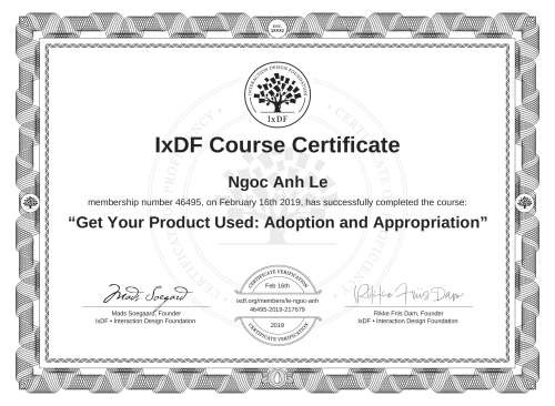 Get Your Product Used: Adoption and Appropriation certificate