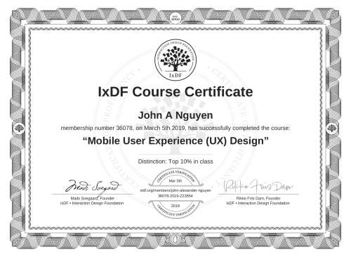 Mobile User Experience (UX) Design certificate
