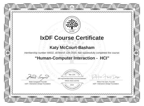 Human-Computer Interaction -  HCI certificate