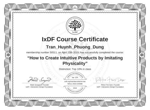 How to Create Intuitive Products by Imitating Physicality certificate