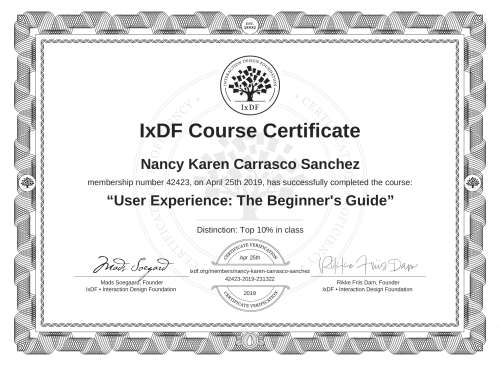 User Experience: The Beginner's Guide certificate