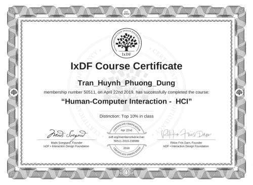 Human-Computer Interaction -  HCI certificate