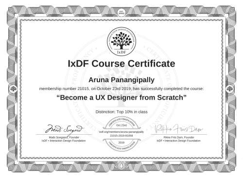 Become a UX Designer from Scratch certificate