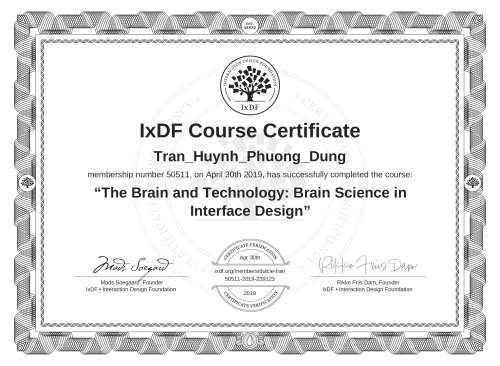 The Brain and Technology: Brain Science in Interface Design certificate