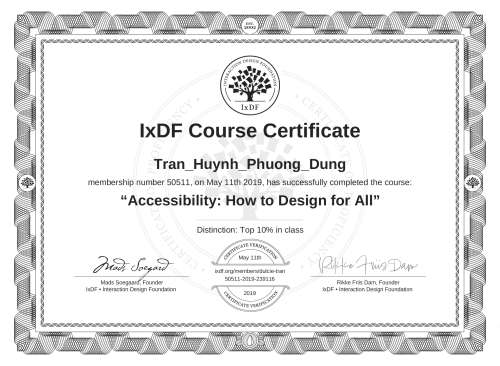 Accessibility: How to Design for All certificate
