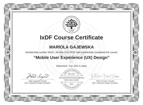 Mobile User Experience (UX) Design certificate