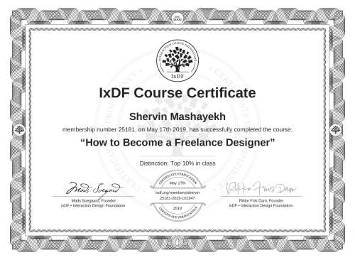 How to Become a Freelance Designer certificate