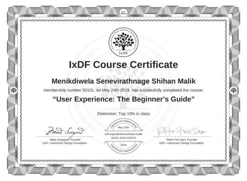 User Experience: The Beginner's Guide certificate