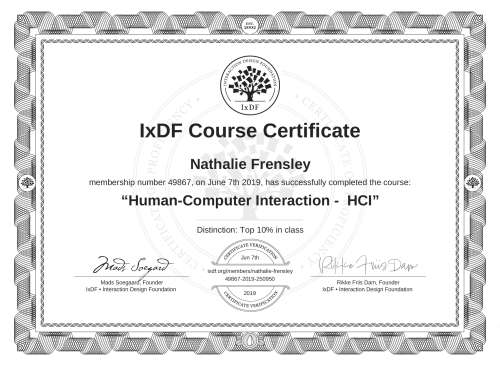 Human-Computer Interaction -  HCI certificate