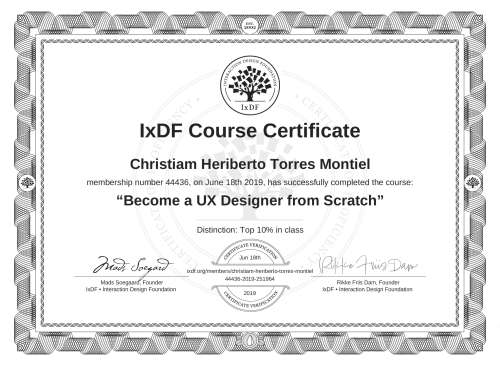 Become a UX Designer from Scratch certificate