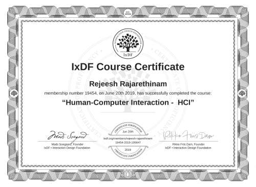 Human-Computer Interaction -  HCI certificate