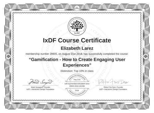 Gamification - How to Create Engaging User Experiences certificate