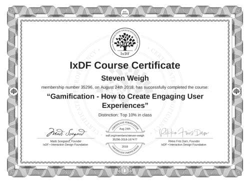 Gamification - How to Create Engaging User Experiences certificate