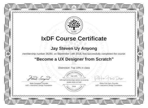 Become a UX Designer from Scratch certificate