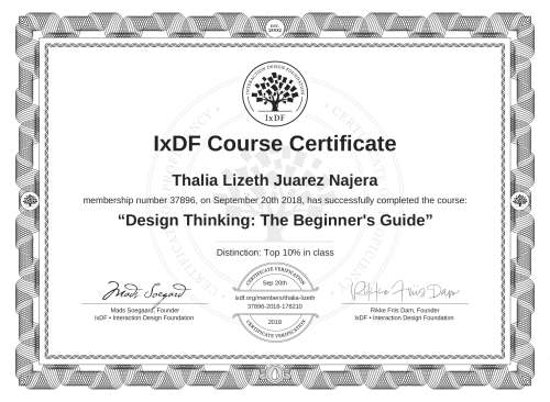 Design Thinking: The Beginner's Guide certificate