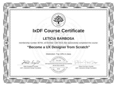Become a UX Designer from Scratch certificate