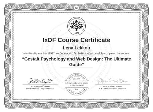 Gestalt Psychology and Web Design: The Ultimate Guide certificate