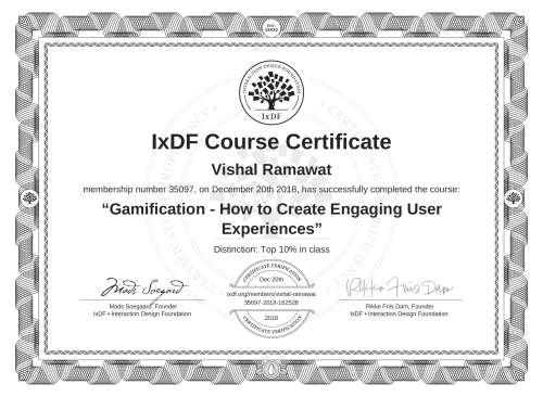 Gamification - How to Create Engaging User Experiences certificate