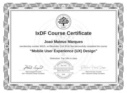 Mobile User Experience (UX) Design certificate