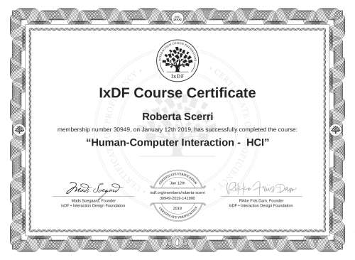 Human-Computer Interaction -  HCI certificate