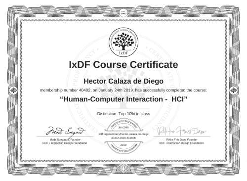 Human-Computer Interaction -  HCI certificate