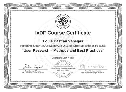 User Research – Methods and Best Practices certificate