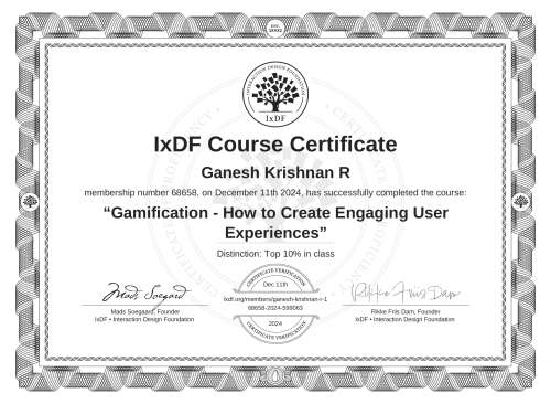 Gamification - How to Create Engaging User Experiences certificate