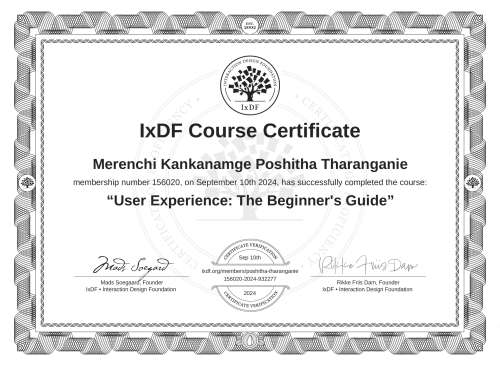 User Experience: The Beginner's Guide certificate