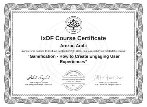 Gamification - How to Create Engaging User Experiences certificate