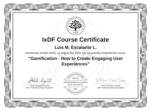 Gamification - How to Create Engaging User Experiences certificate