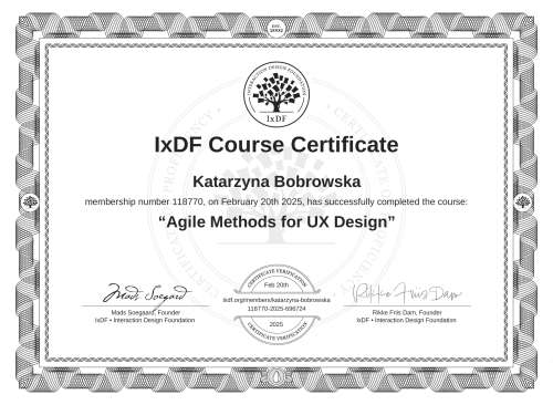 Agile Methods for UX Design certificate