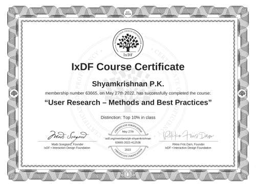 User Research – Methods and Best Practices certificate
