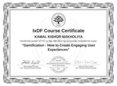 Gamification - How to Create Engaging User Experiences certificate