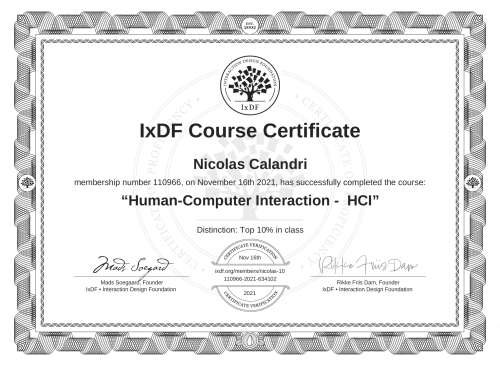 Human-Computer Interaction -  HCI certificate