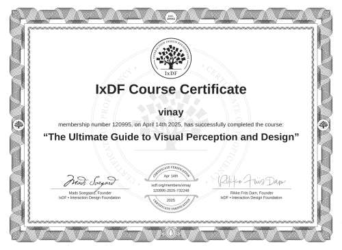 The Ultimate Guide to Visual Perception and Design certificate
